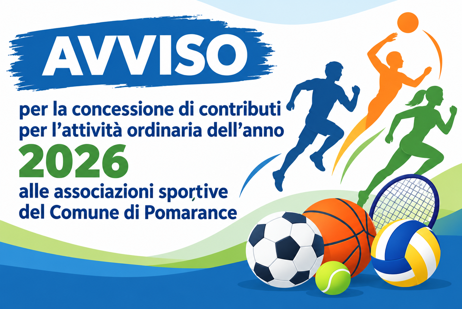 Avviso per la concessione di contributi per l’attività ordinaria dell’anno 2026 alle associazioni sportive del Comune di Pomarance