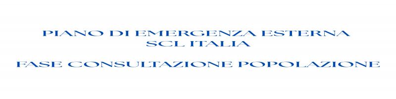 PUBBLICAZIONE PIANO DI EMERGENZA ESTERNA SOCIETÀ SCL ITALIA SPA